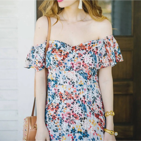 Devin Beth strapless Maxi Dress, painted blue- size medium - Picture 7 of 8